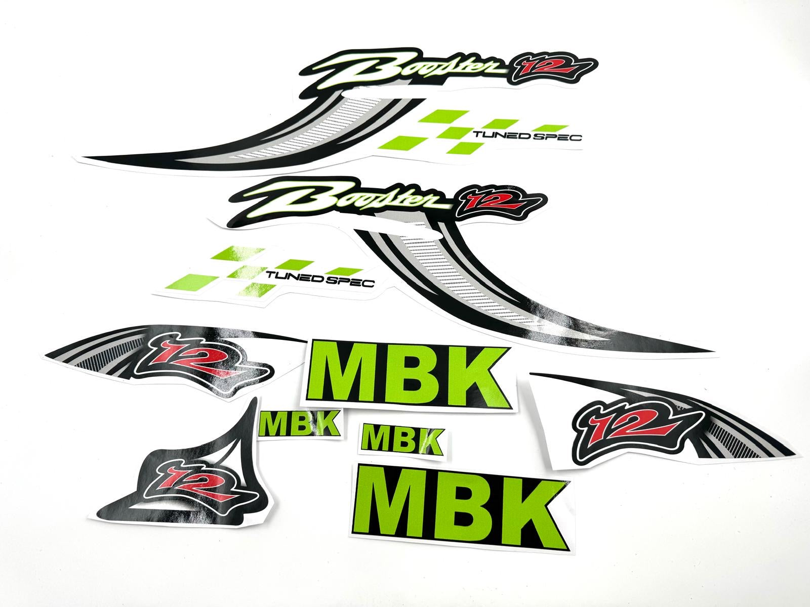 Kit déco mbk booster 12 pouces vert, noir et gris – Stocks
