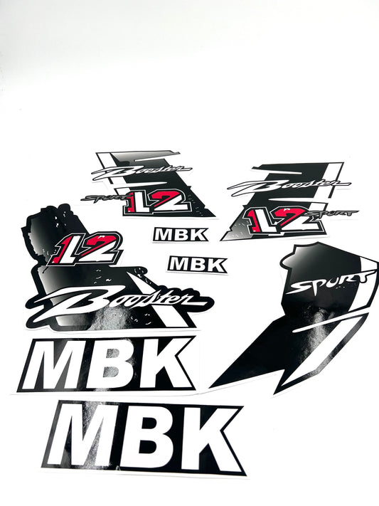 Kit déco mbk booster 12 pouces noir, blanc, rouge