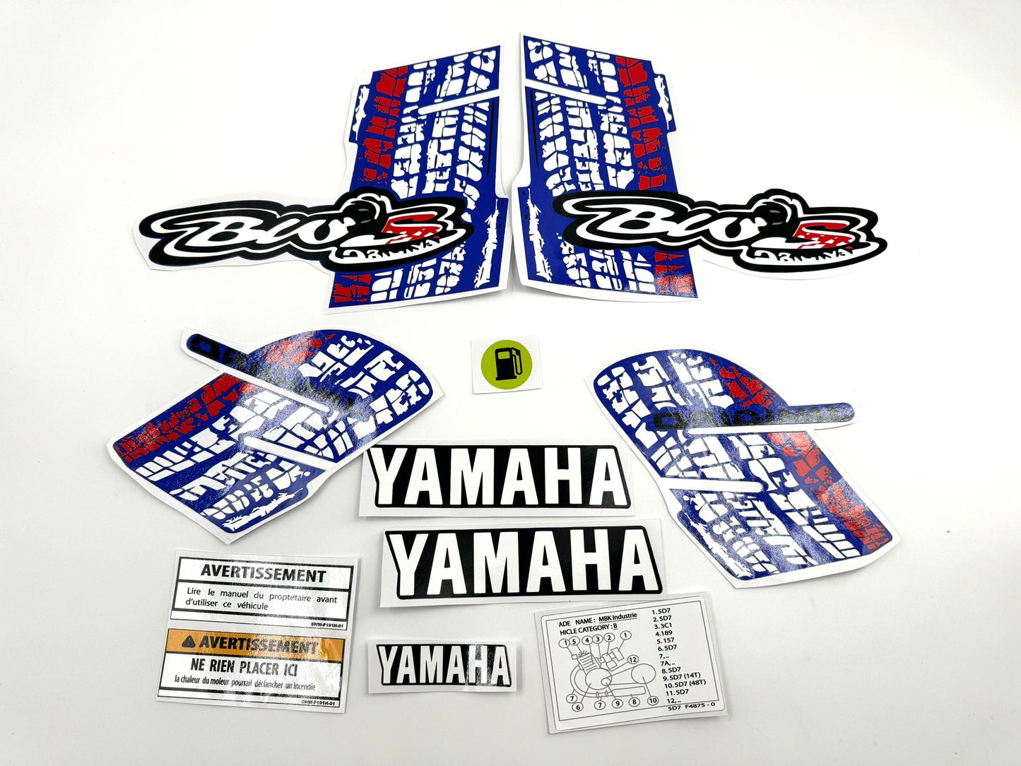 Kit déco Yamaha bw's blanc, noir, bleu, rouge